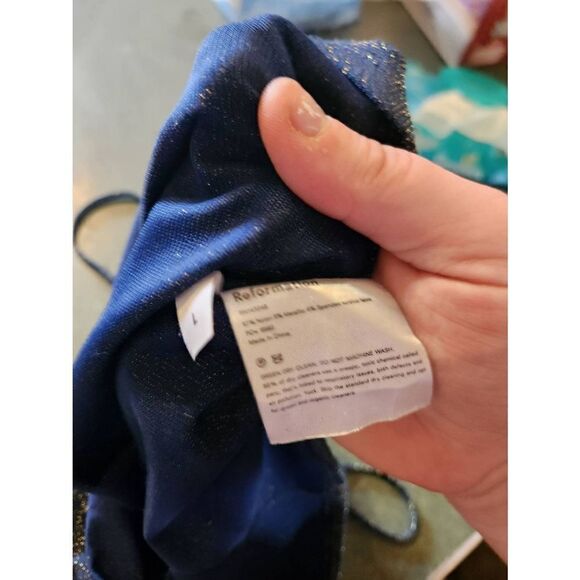 Reformation Isabella Tank in Navy Sparkle sz Large - Picture 4 of 5